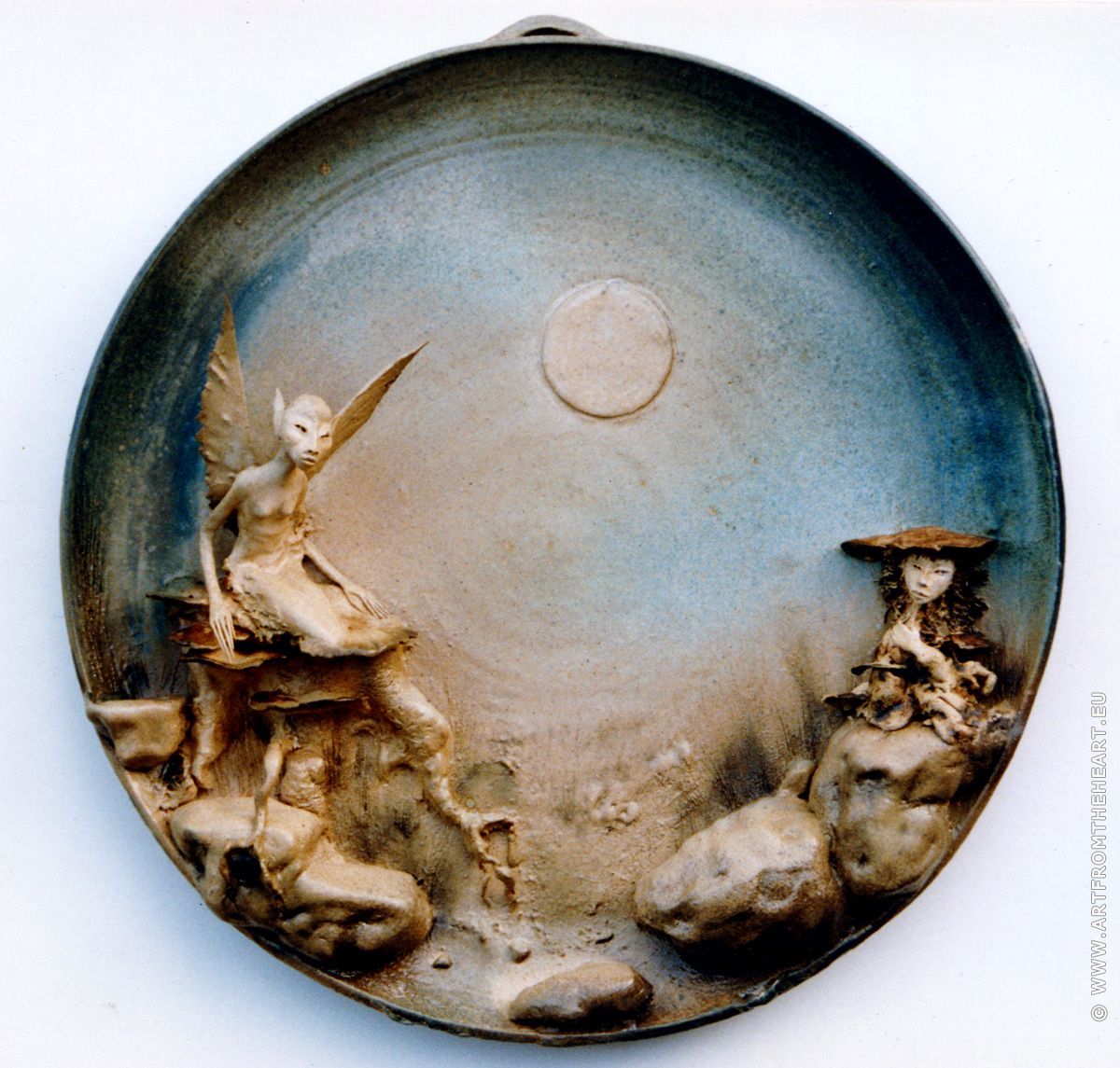 Volle maan boven Avalon, keramiek wandbord