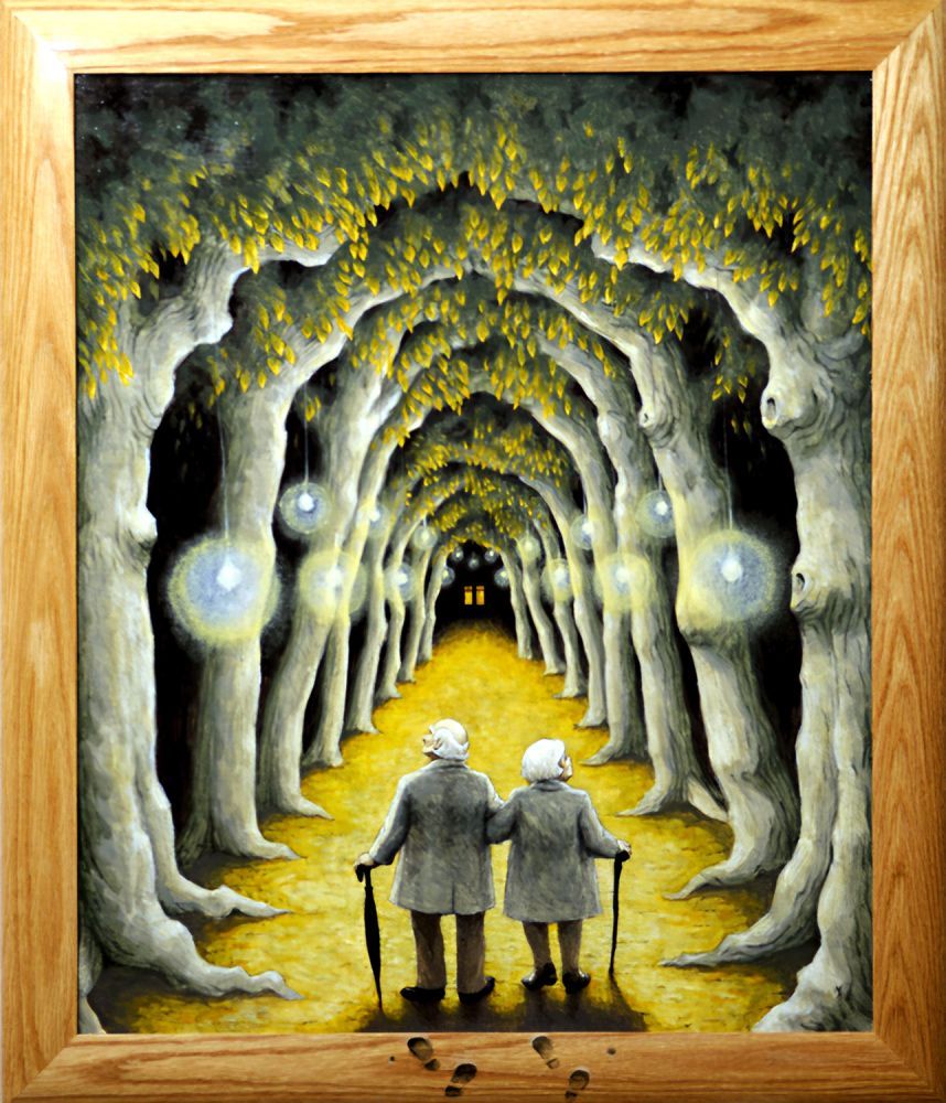 Wandeling in het bos, een schilderij van Maria Huijben