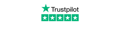 A logo for trustpilot with a green star and five stars 
