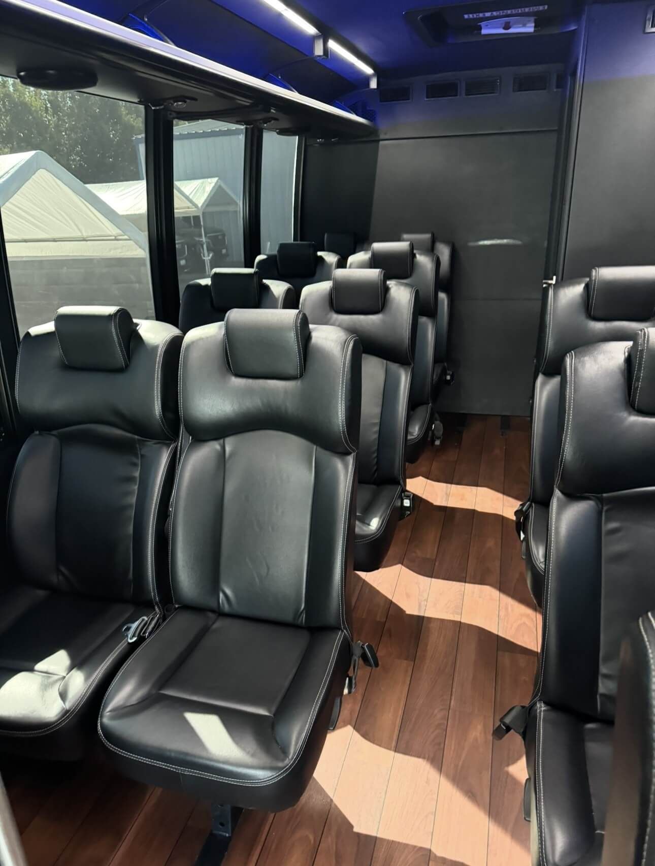 executive shuttle bus with bathroom