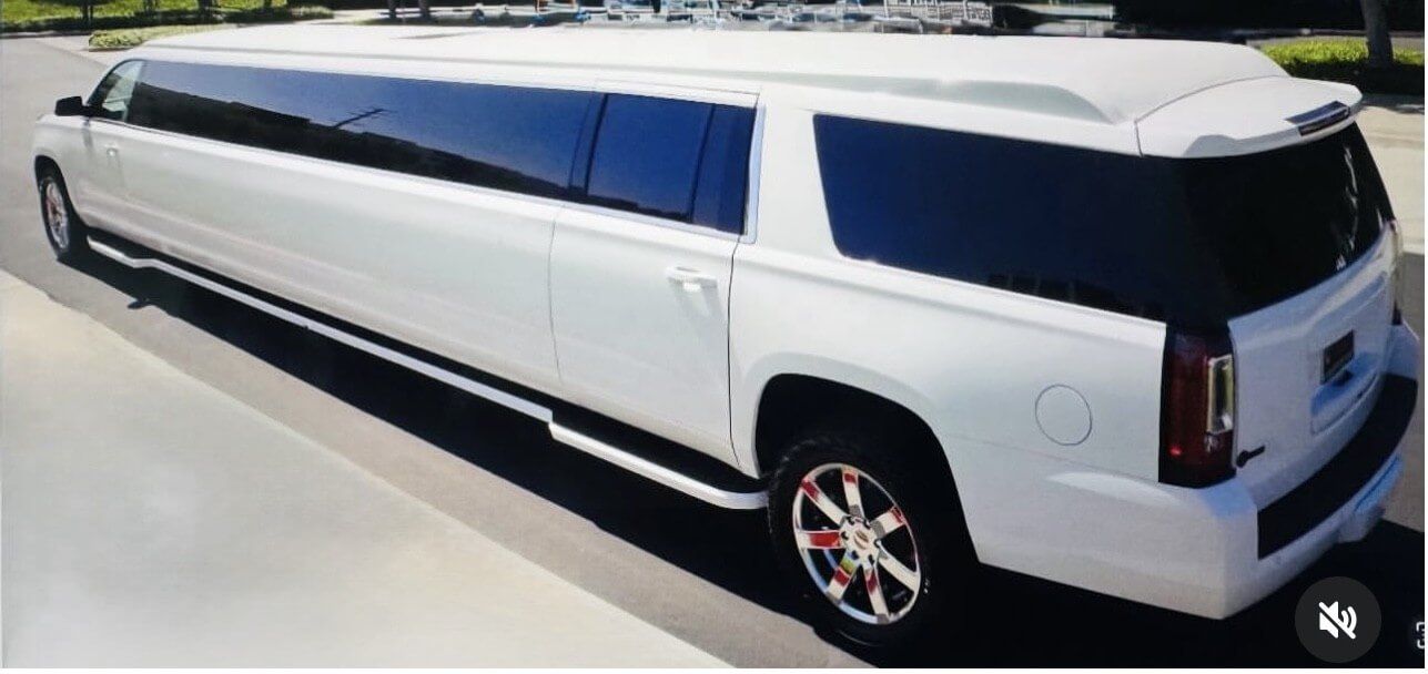 white stretch limo rental with jet door fresno