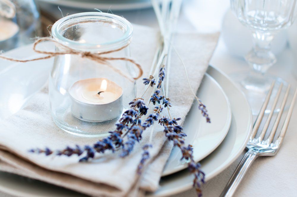 Candle in Plate with Dried Flowers - Commercial Catering Equipment In Mackay, QLD