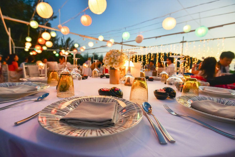 Table and Chairs with Lights Outdoors - Commercial Catering Equipment In Mackay, QLD