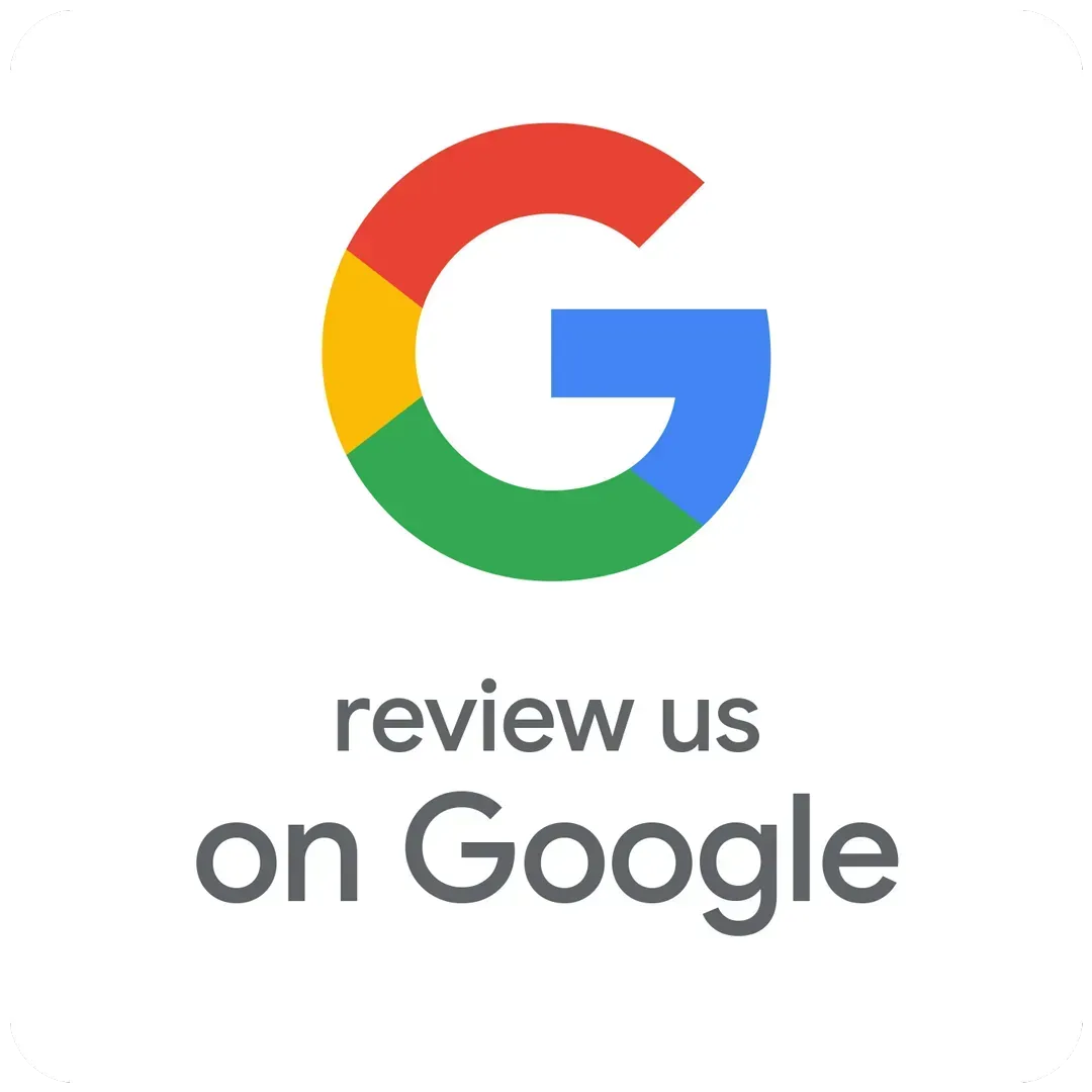 A google logo that says `` review us on google ''.