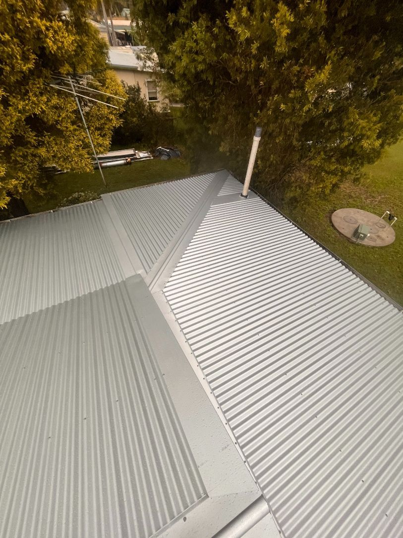 An Aerial View of a Metal Roof With Trees in the Background — Eli Mcauley Constructions in Grafton, NSW