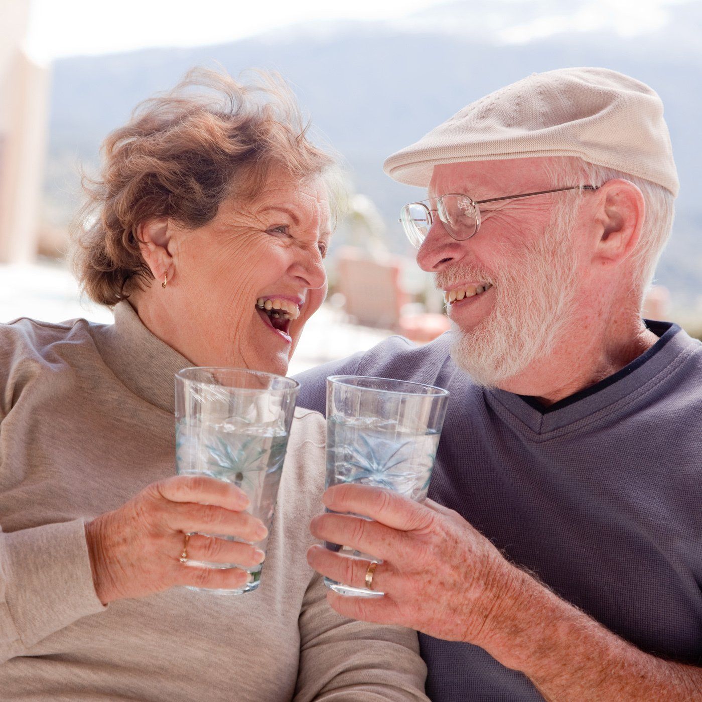 Two Seniors Having Glass of Water — Orlando, FL — Florida Pure Water Services Two Seniors Having Glass of Water — Orlando, FL — Florida Pure Water Services