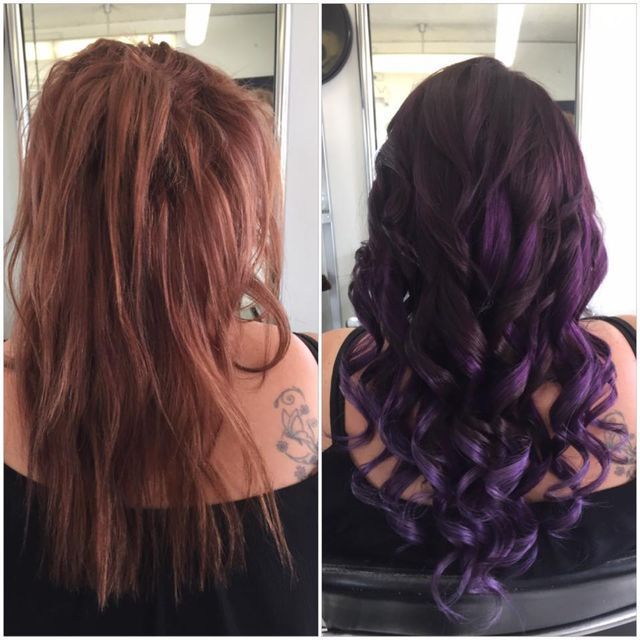 A Before and After Photo of a Woman's Hair — Lush Hair Studio in Tumbi Umbi, NSW