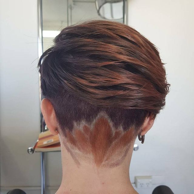 The Back of a Woman's Head With a Shaved Design in Her Hair — Lush Hair Studio in Tumbi Umbi, NSW