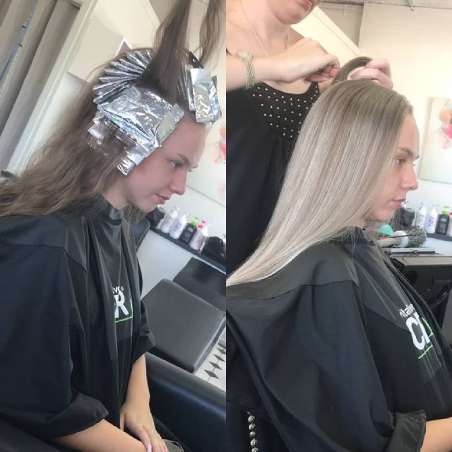 A Woman is Getting Her Hair Dyed in a Salon — Lush Hair Studio in Tumbi Umbi, NSW