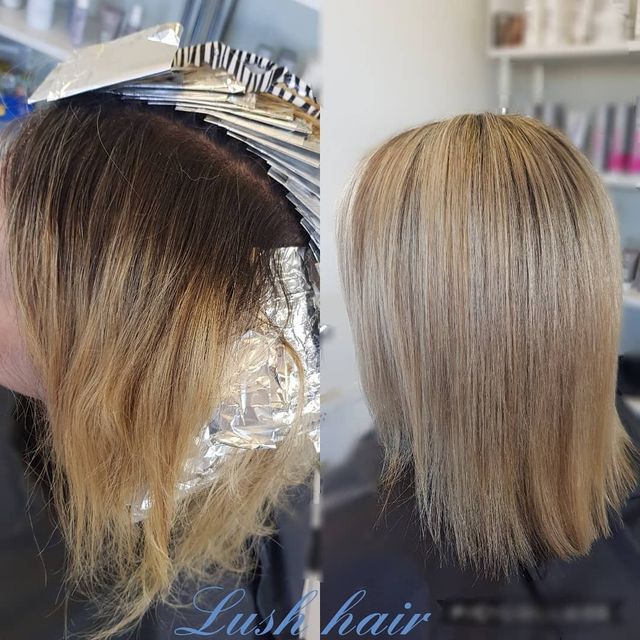A Woman's Hair is Being Dyed in a Salon — Lush Hair Studio in Tumbi Umbi, NSW