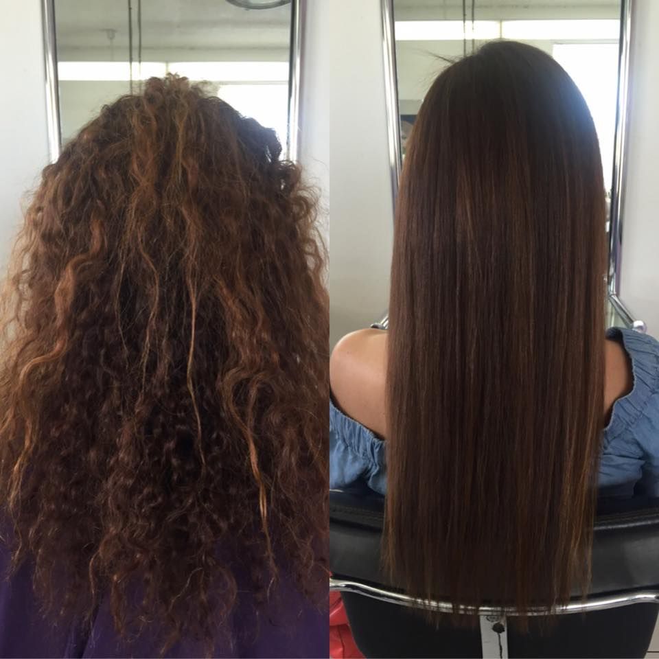 A Before and After Photo of a Woman's Hair — Lush Hair Studio in Tumbi Umbi, NSW