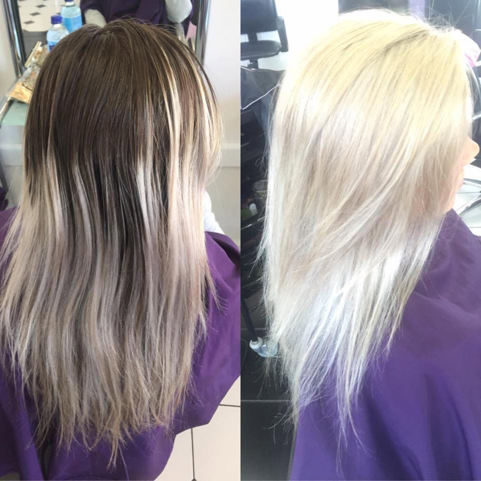 A Before and After Photo of a Woman's Hair — Lush Hair Studio in Tumbi Umbi, NSW