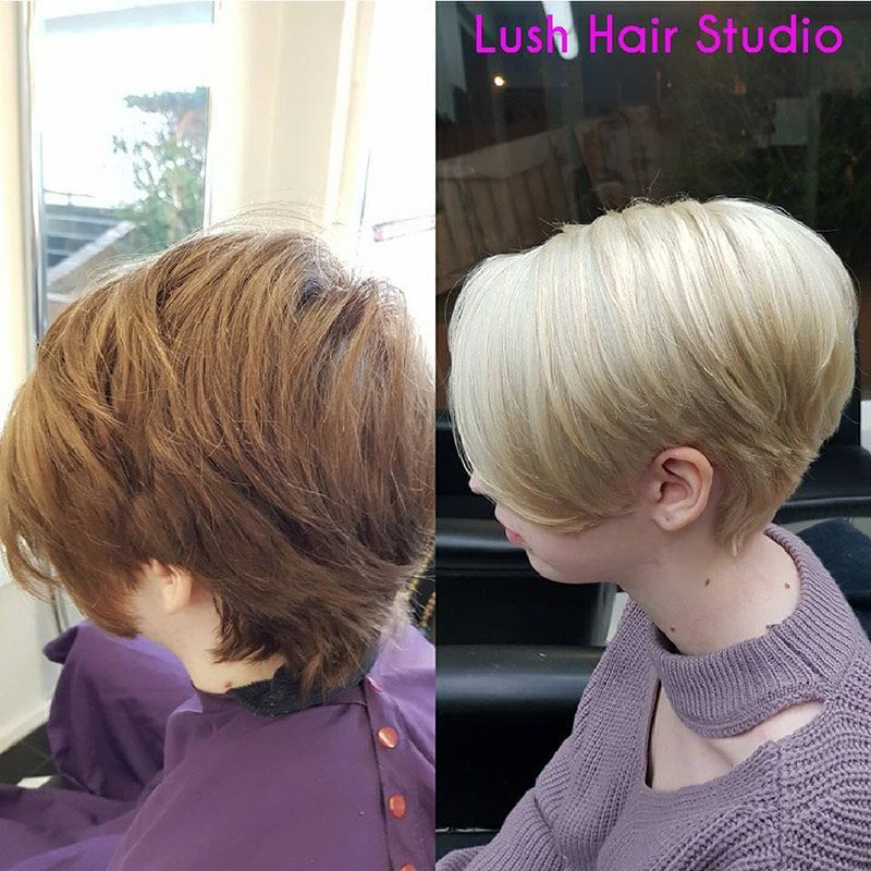 A Before and After Photo of a Young Person's Hair at Lush Hair Studio — Lush Hair Studio in Tumbi Umbi, NSW
