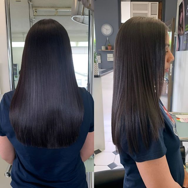 A Before and After Photo of a Woman's Hair — Lush Hair Studio in Tumbi Umbi, NSW