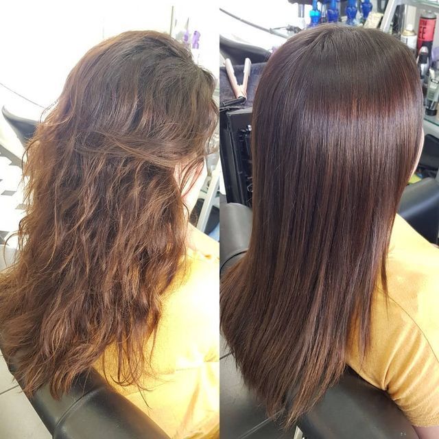 A Before and After Photo of a Woman's Hair — Lush Hair Studio in Tumbi Umbi, NSW