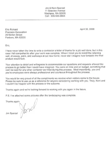A letter with a signature on it is on a white background.