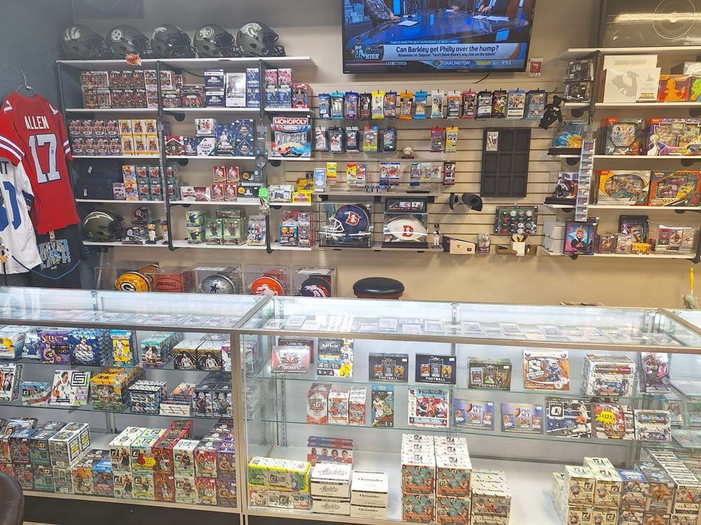 A store filled with lots of toys and a television.