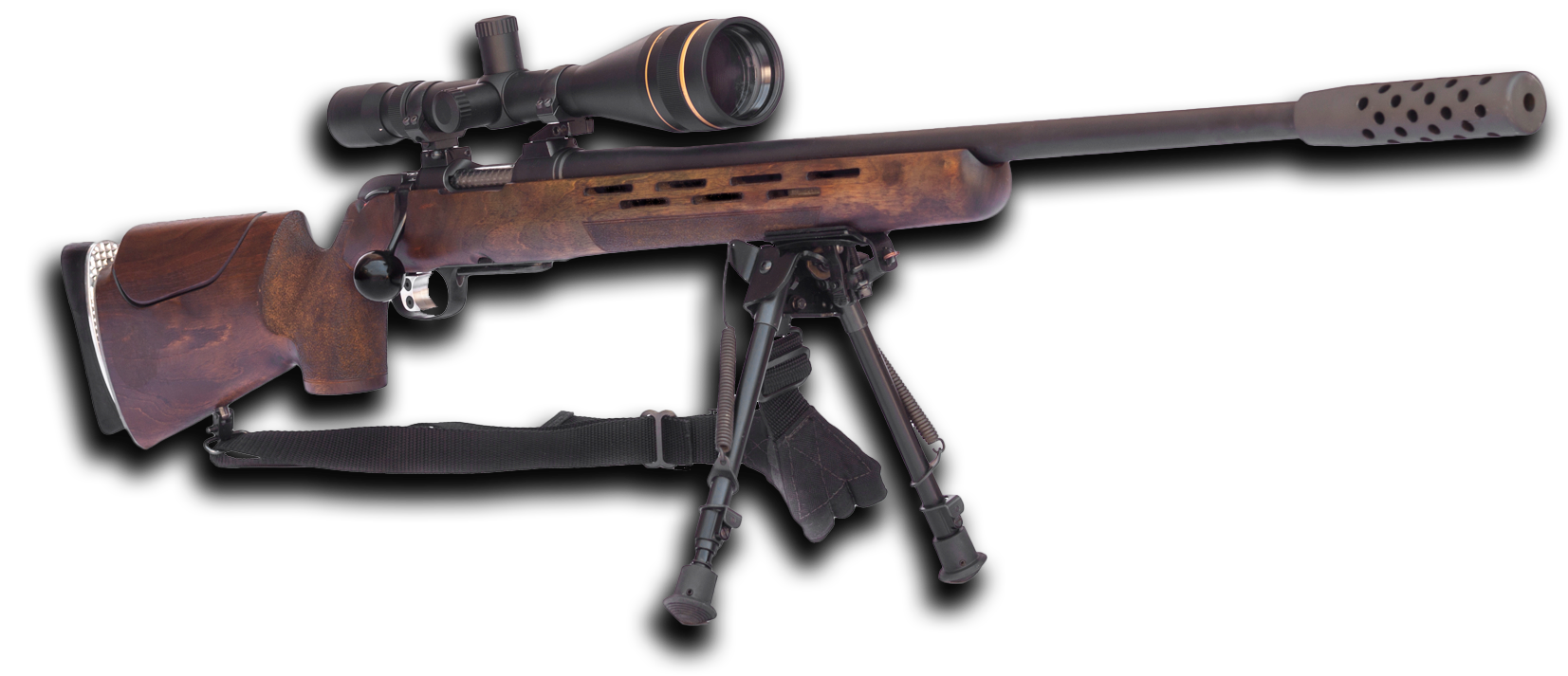 A hunting rifle with a scope