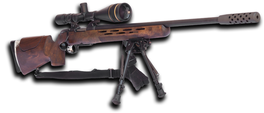 A hunting rifle with a scope