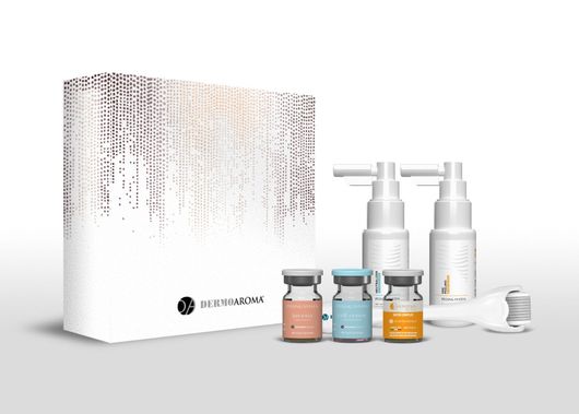 A white box filled with bottles and spray bottles.