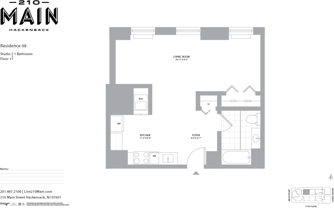 A black and white floor plan of a small apartment.