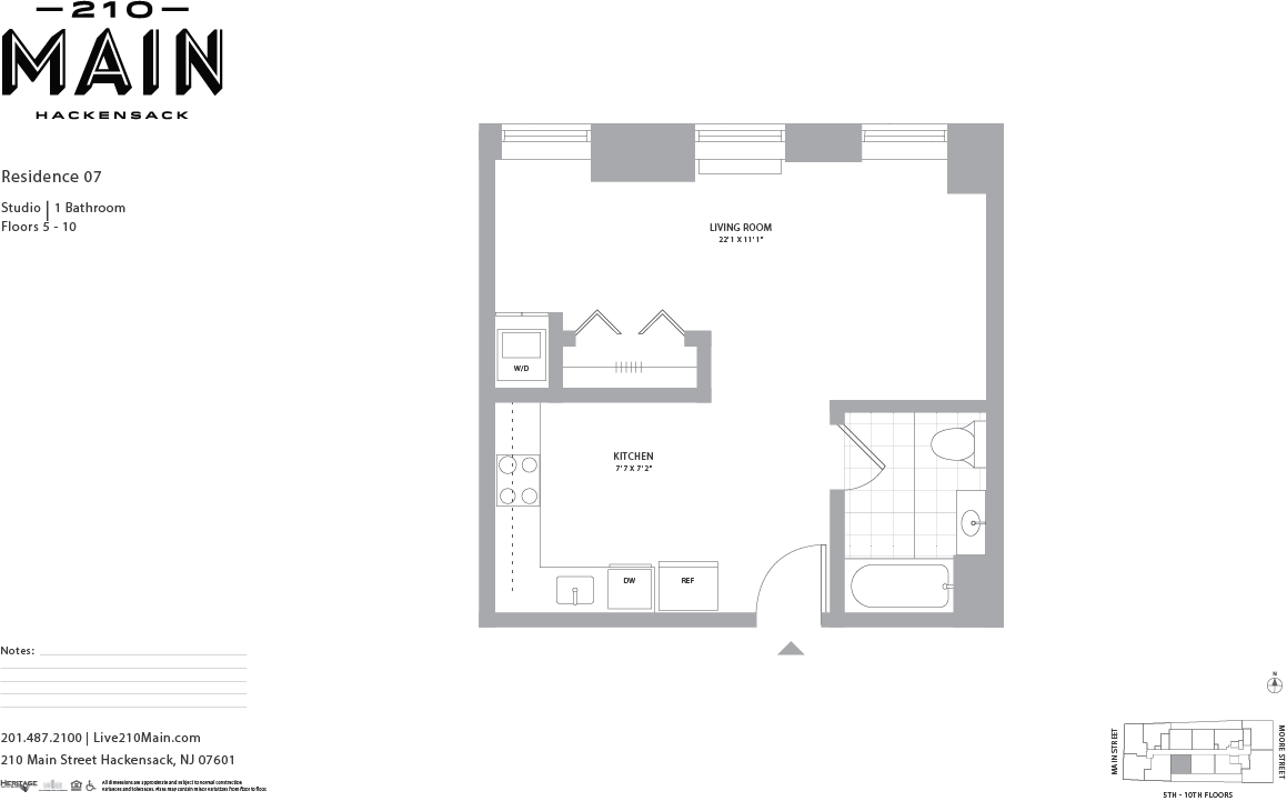 A black and white floor plan of a small apartment.