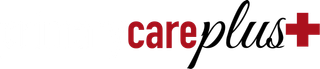 a logo for primary care plus with a red cross on a white background