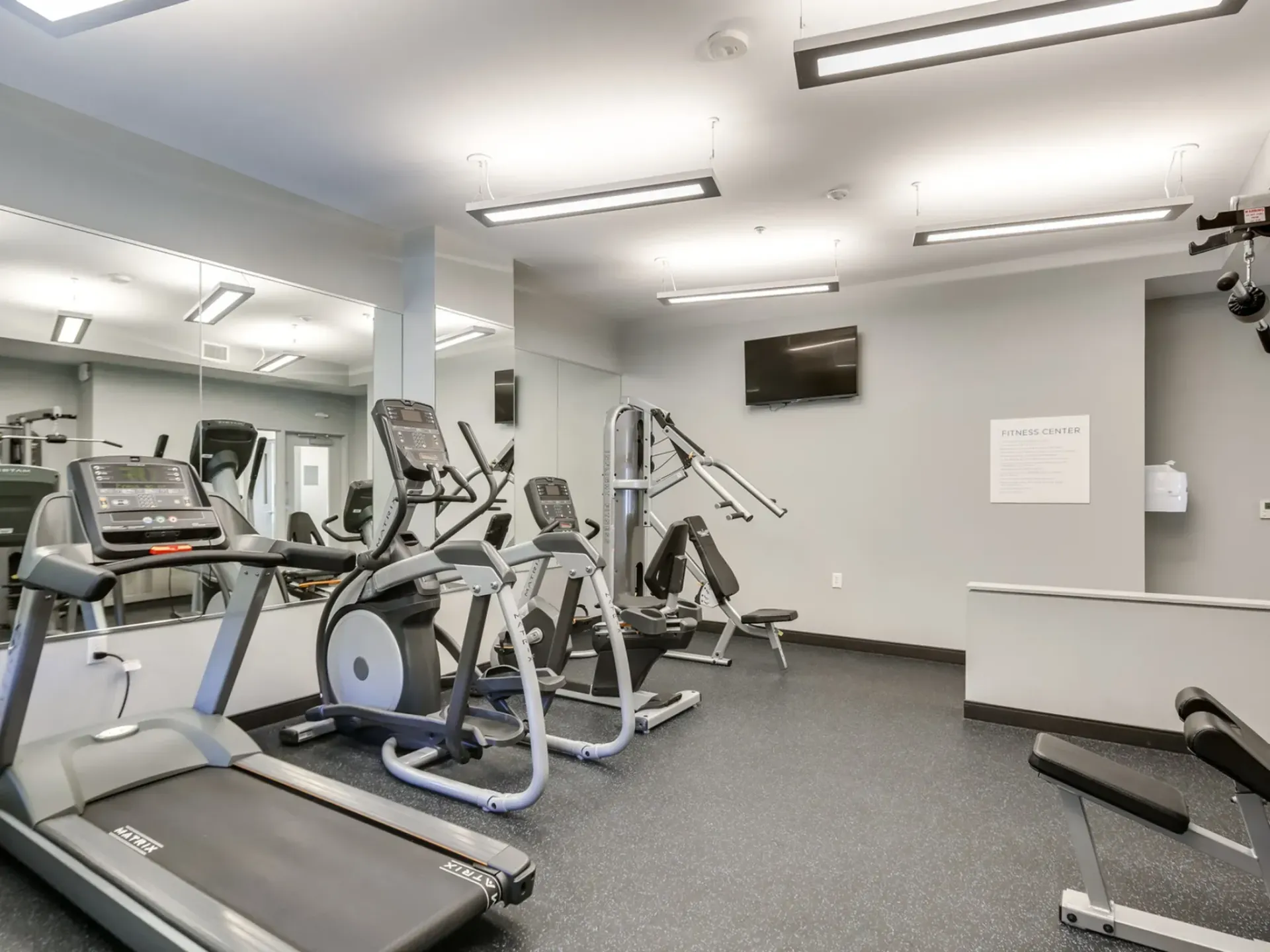 Highland Haus apartment community state-of-the-art fitness center.