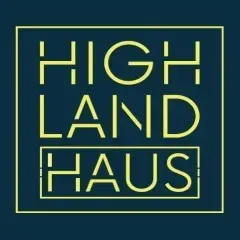 Highland Haus logo in yellow and dark blue color.