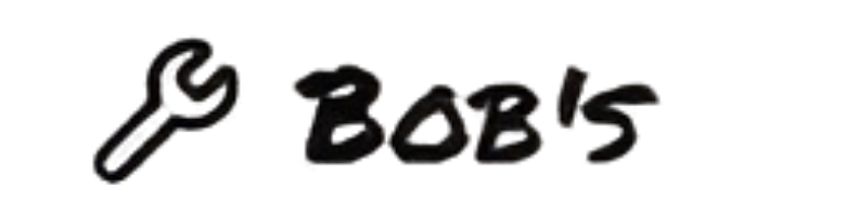 A black icon of a wrench next to the handwritten-style text "BOB'S".