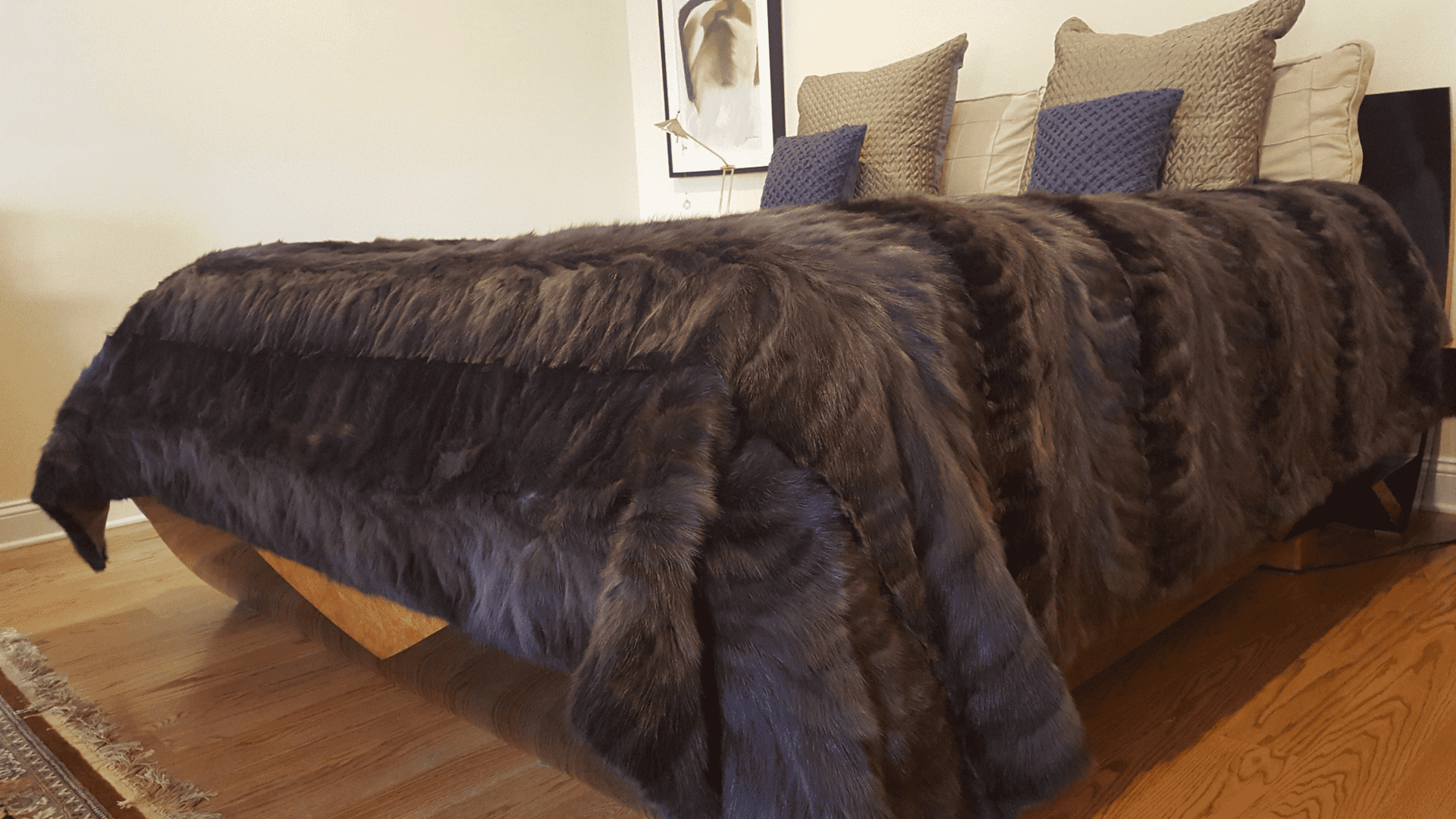 Russian Sable Sections Made Into A King Size Oversized Bedspread Blanket David Appel Furrier The Real Fur Deal Beverly Hills California - Beverly Hills, CA- Contact David Appel Furs, Beverly Hills, Los Angeles, CA