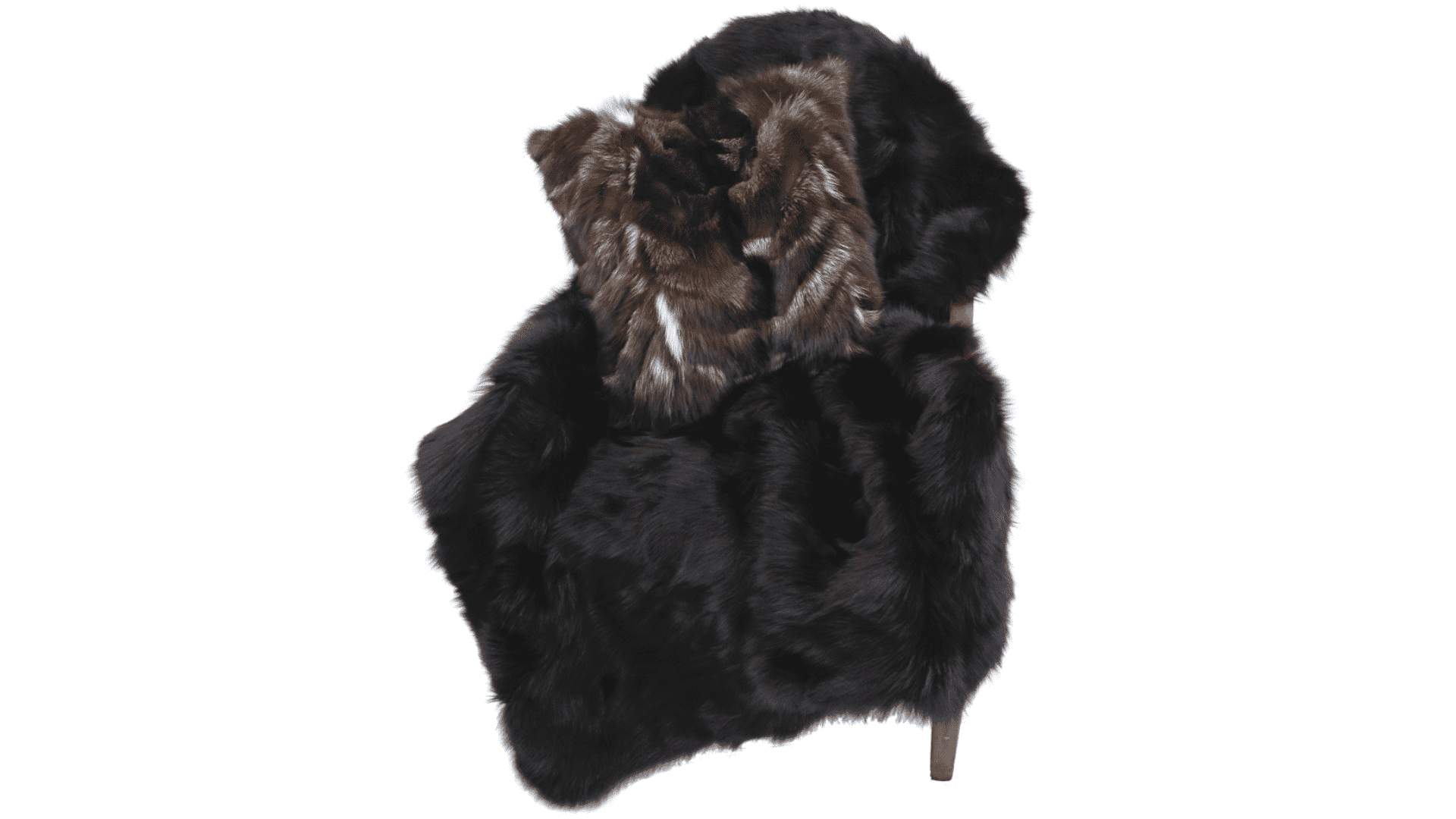BROWN SILVER FOX FUR PILLOW THROW REVERSIBLE DARK SHEARED_MINK FUR INTERIOR DESIGN DAVID APPEL FURS THE REAL FUR DEAL LOS ANGELES BEVERLY HILLS - Beverly Hills, CA- Contact David Appel Furs, Beverly Hills, Los Angeles, CA
