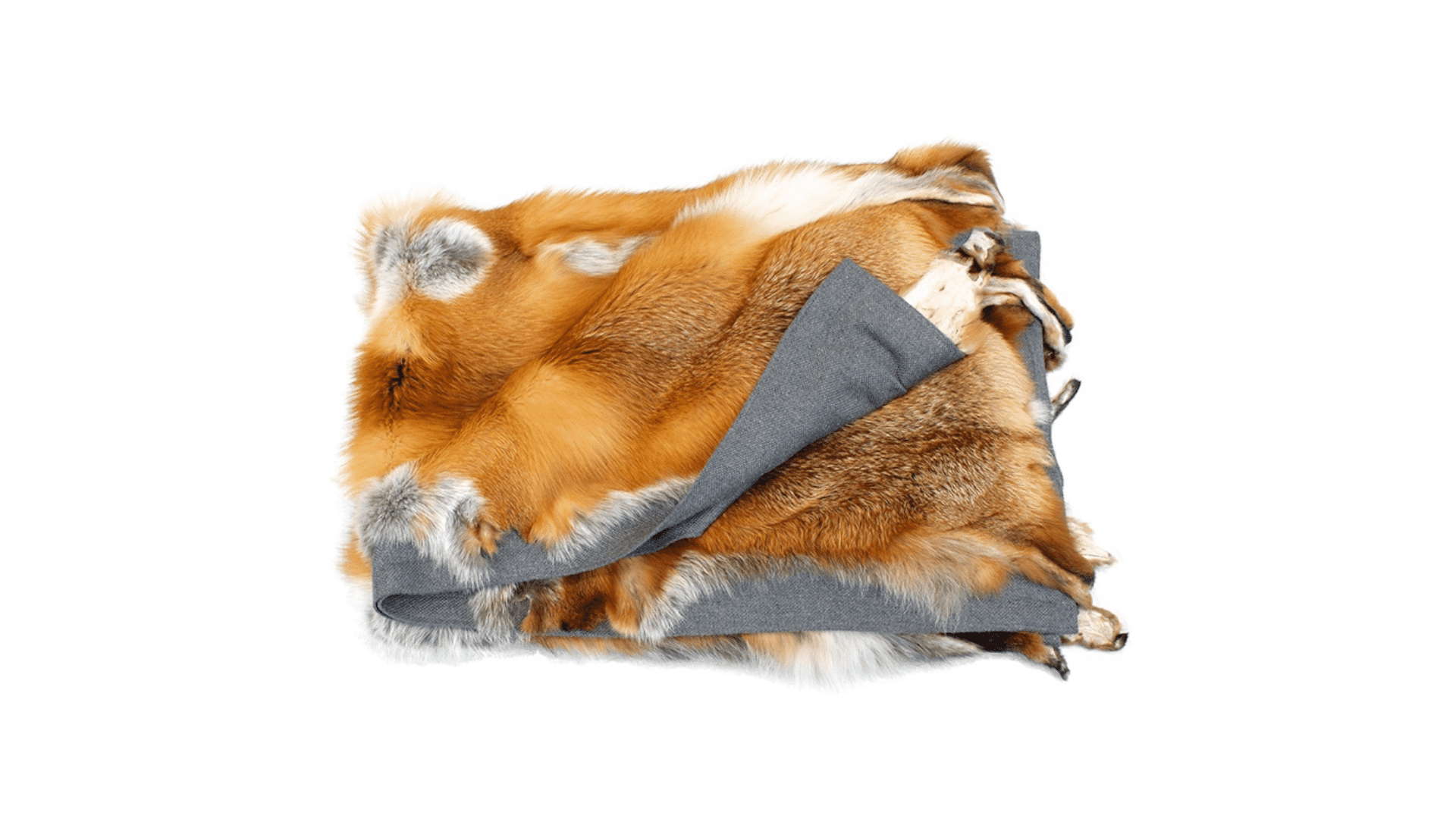 RED FOX FUR THROW BLANKET GRAY BAMBOO LINING INTERIOR DESIGN DA 2810 DAVID APPEL FURRIER THE REAL FUR DEAL LOS ANGELES BEVERLY HILLS - Beverly Hills, CA- Contact David Appel Furs, Beverly Hills, Los Angeles, CA