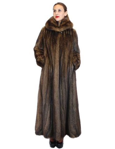 Natural Royal Barguzin Russian Sable Fur Extra Long Coat