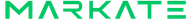 Green MARKATE logo with stylized lettering and orange accent line