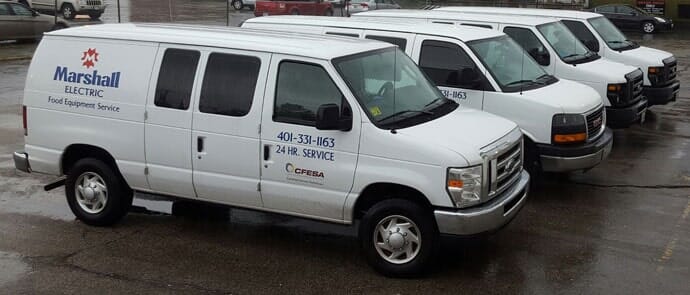 Row of White Company Vehicle — Convection Ovens in Providence, RI