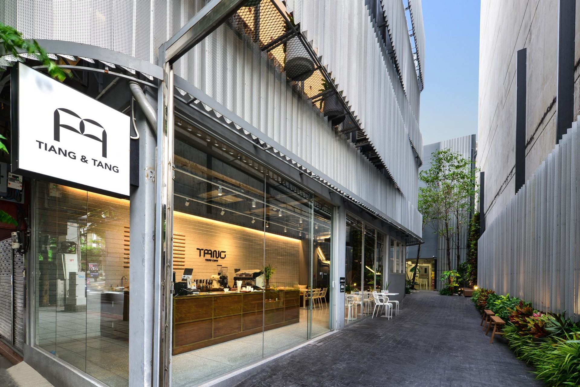 A building with a sign that says ' a ' on it