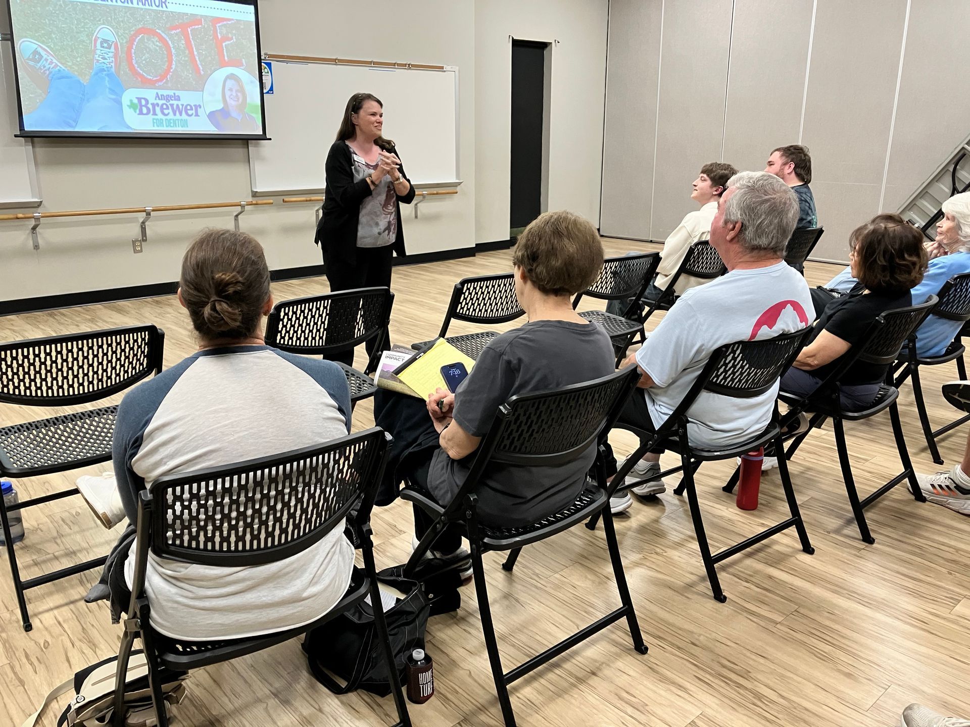 Angela at voting event