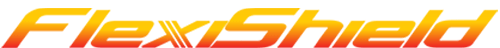 The word flexshield is written in yellow and red on a white background.