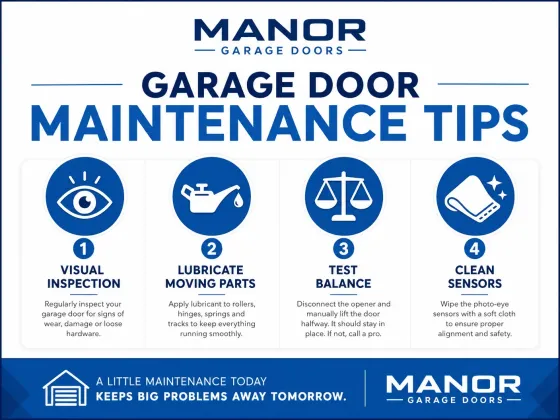 manor garage doors offers maintance Tips in an image format 