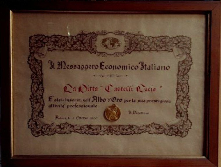 Attestato Albo D'Oro Foderami Castelli