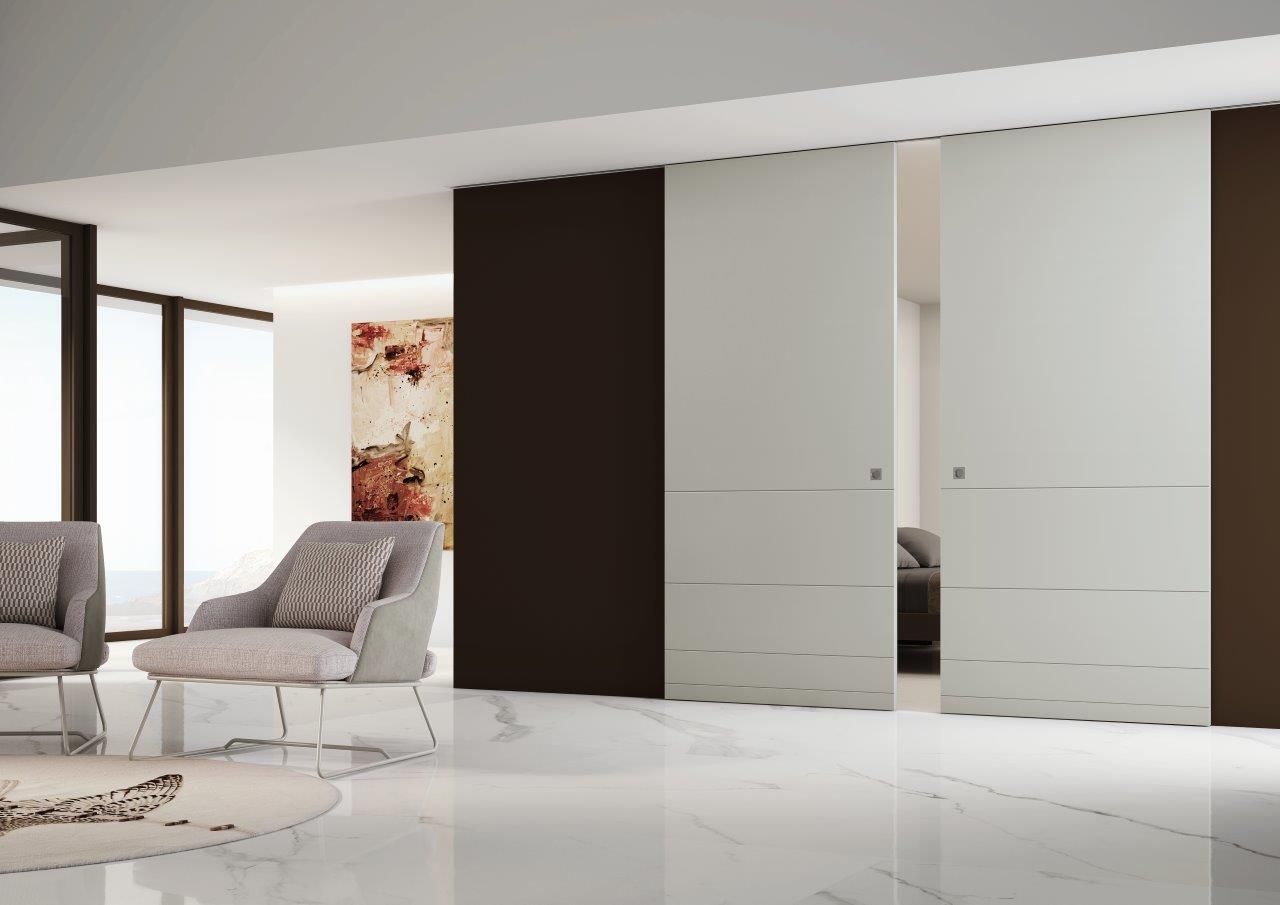 Porte scorrevoli in legno bianche e nere dallo stile moderno