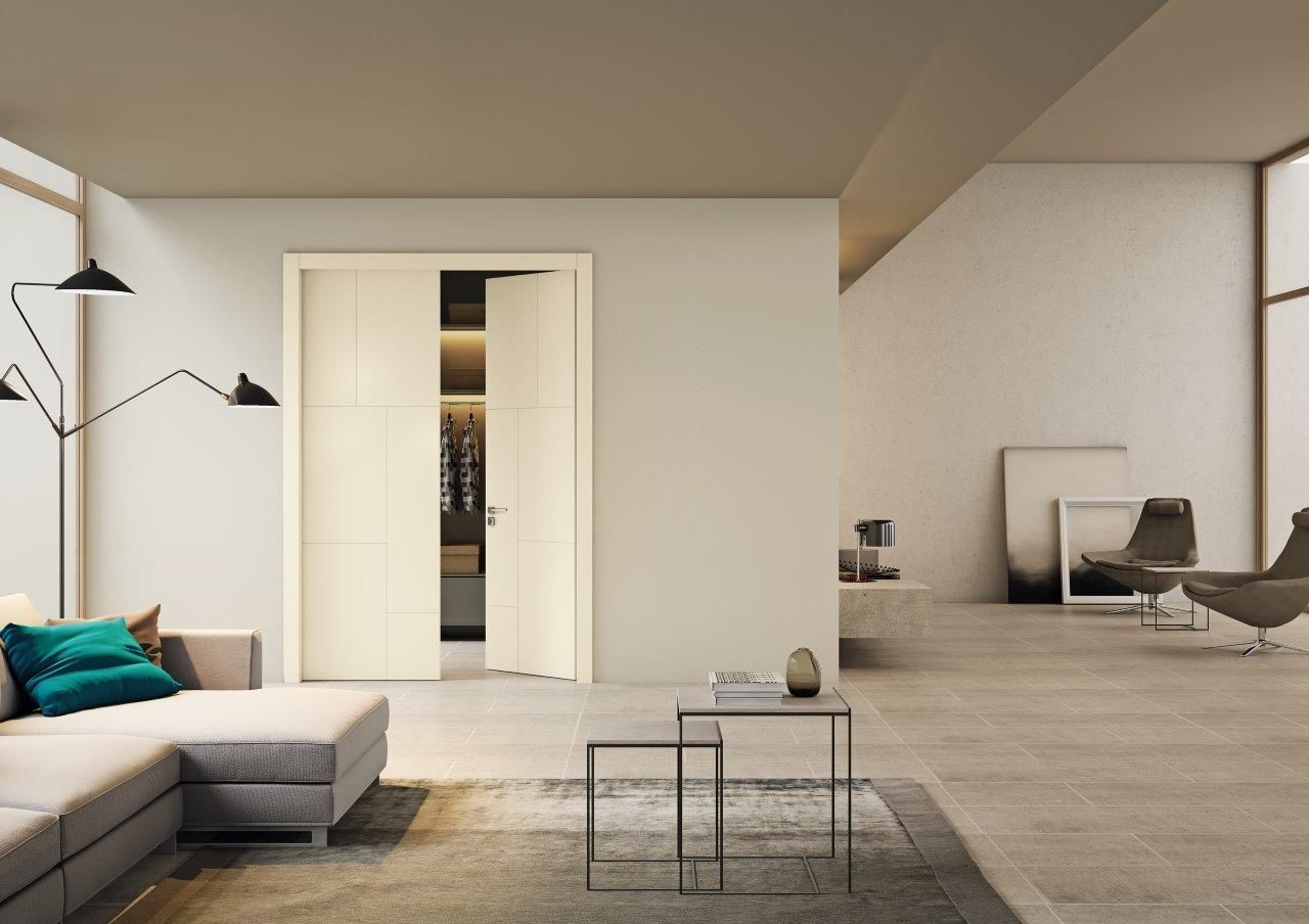 Doppia porta bianca in legno per interni