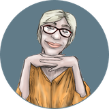 A cartoon drawing of a woman wearing glasses and a yellow shirt | Elgin, IL | 'I' in Team Series By IA Business Advisors