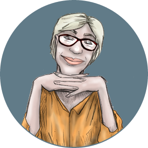 A cartoon drawing of a woman wearing glasses and a yellow shirt | Elgin, IL | 'I' in Team Series By IA Business Advisors