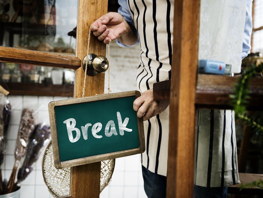 Break sign on store door | Elgin, IL | 'I' in Team Series By IA Business Advisors