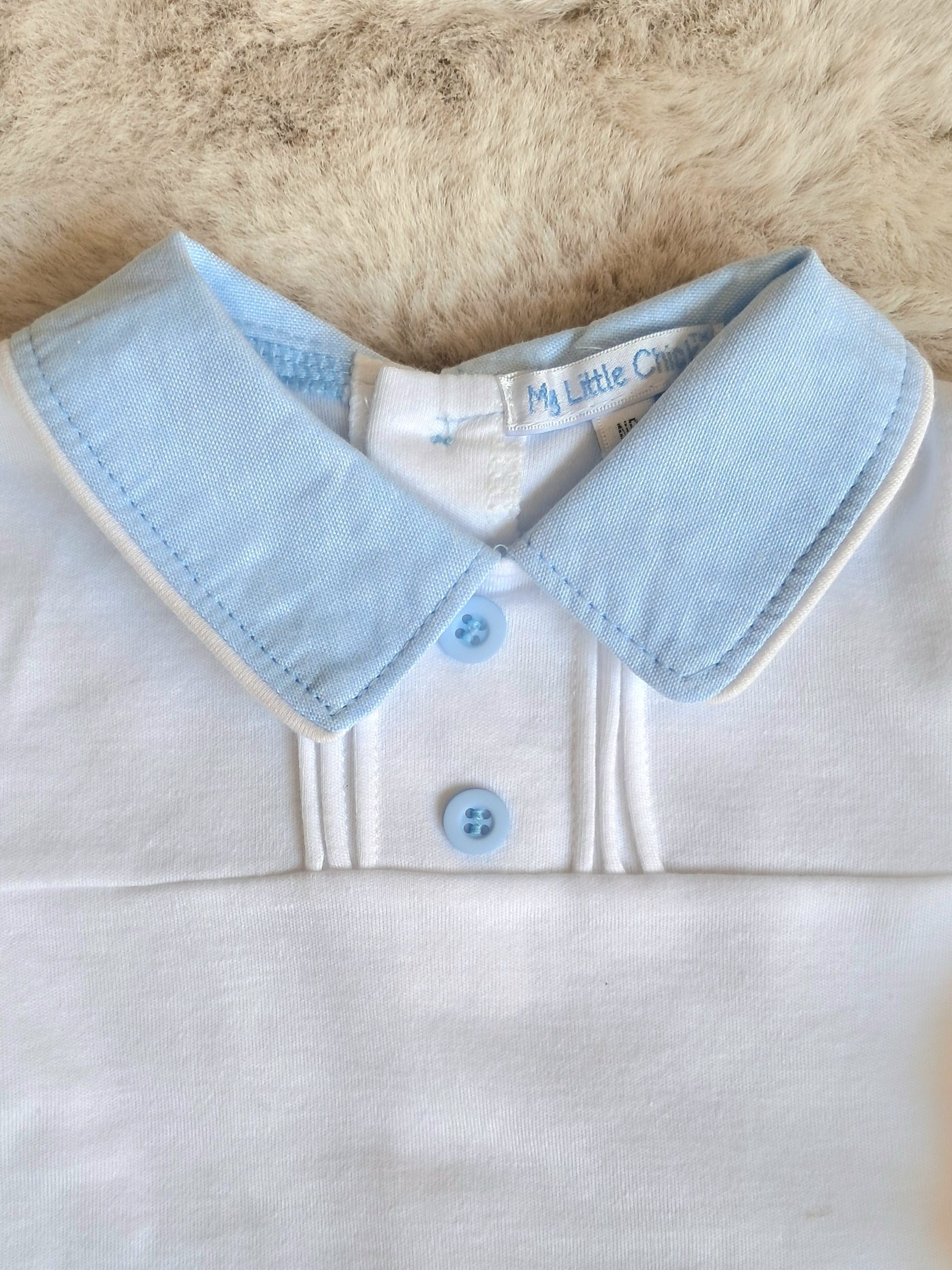 Babyset Jongens – Wit met Lichtblauw (2-delig)