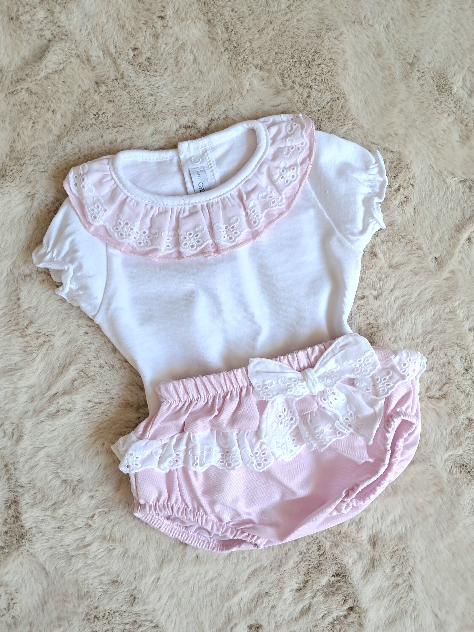 Baby set meisje roze met strik