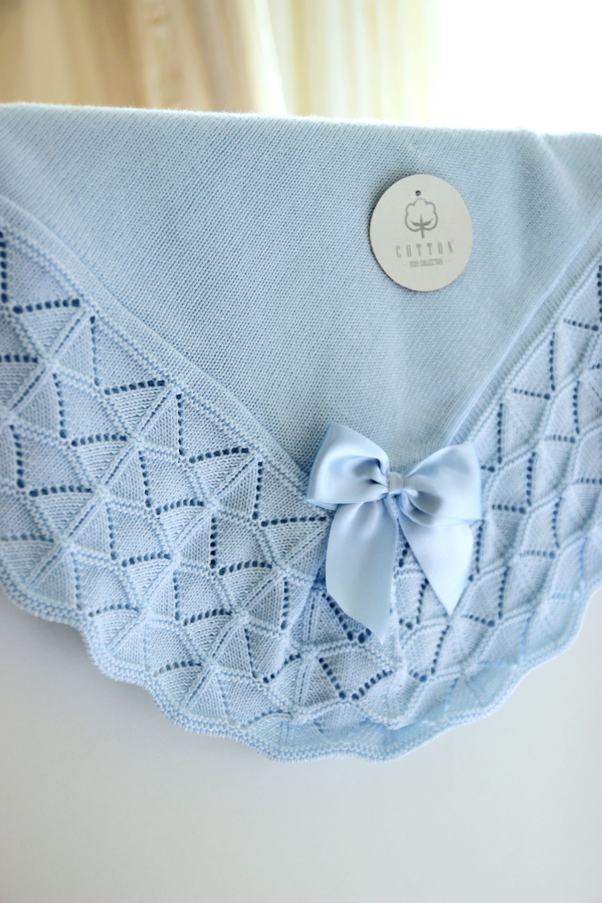 Luxe Blauwe Babydeken met Strik