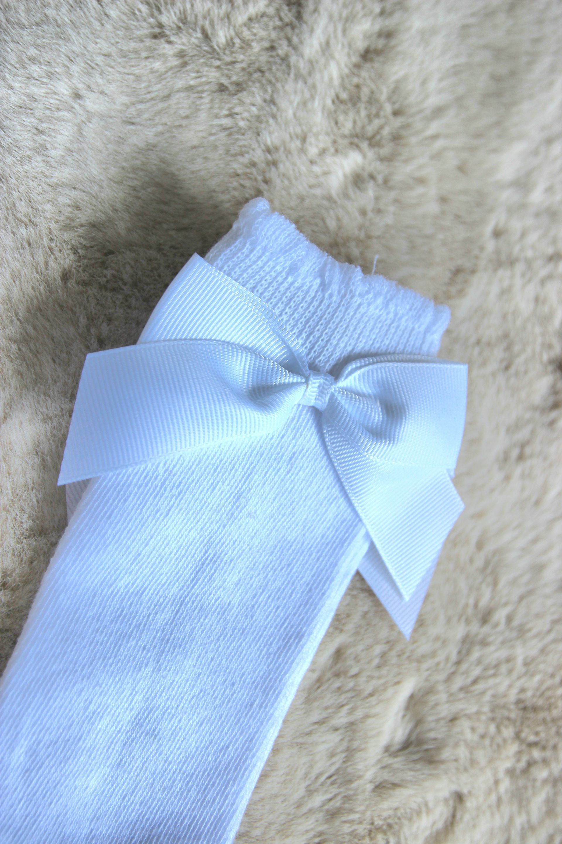 Hoge Babysokken met Strik Wit